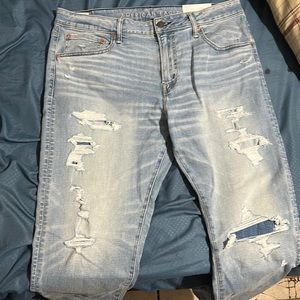 light blue jeans, worn only once.